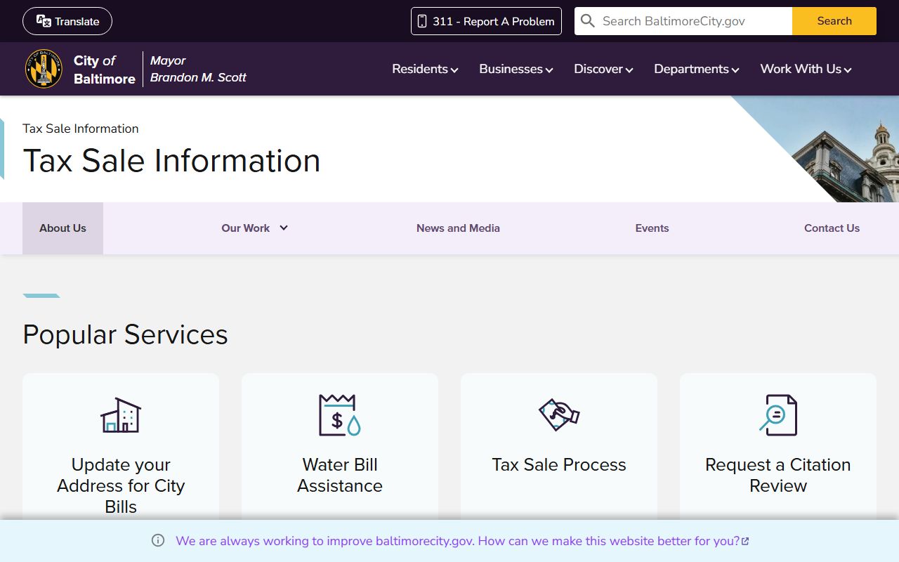 Baltimore City official tax sale information unclaimed property