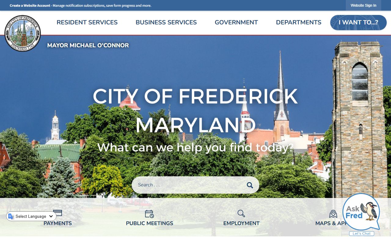City of Frederick Maryland official website unclaimed property