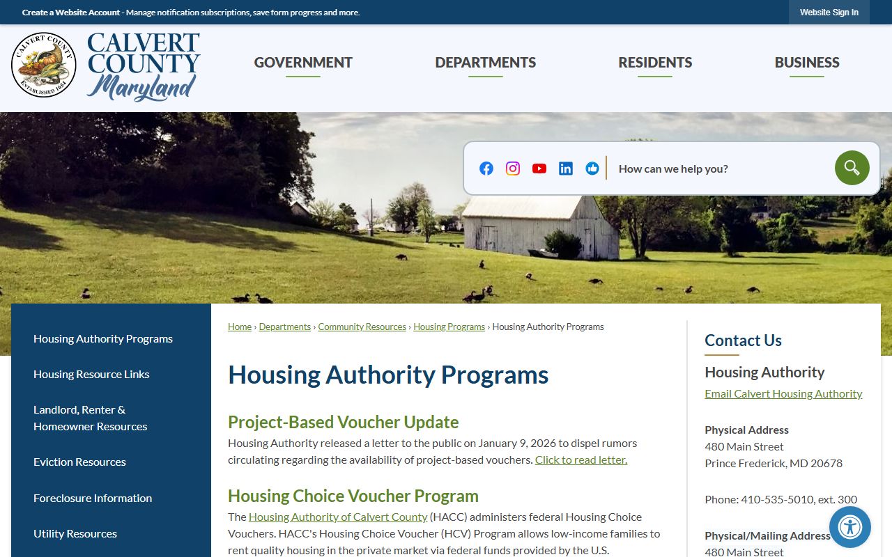 Calvert County property tax page unclaimed property reference
