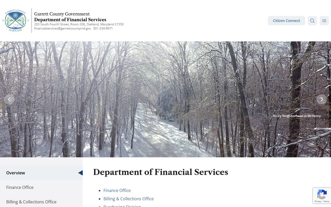Garrett County Financial Services main page Garrett County unclaimed money