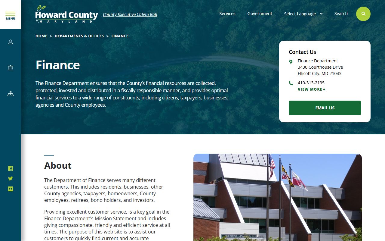 Howard County Finance Department unclaimed property and tax sale information
